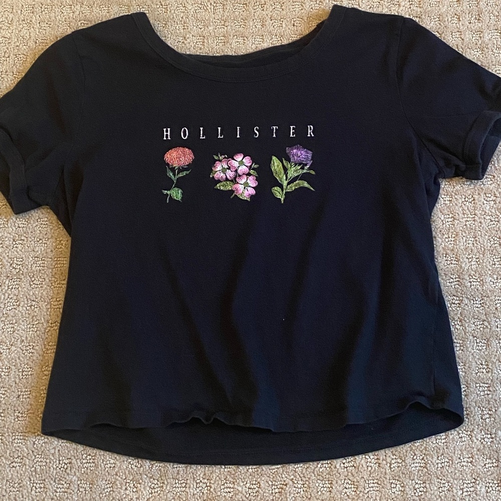 Hollister Black Floral Print T-Shirt